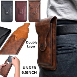 Hombres Faux Leather Universal Vertical 6.5inch Phone Cinturón Clip Holster Waist Bolsa