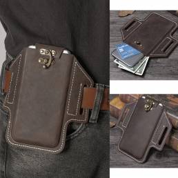 Hombres Piel Genuina EDC Bolsa Paquete de cintura Teléfono de 6.3 pulgadas Bolsa Con Cinturón Lazos