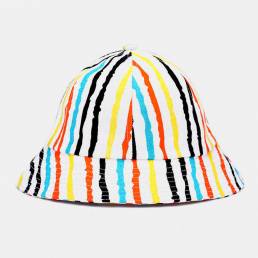 Unisex de algodón a rayas de color Patrón Cubo de sombrilla plegable de moda Sombrero