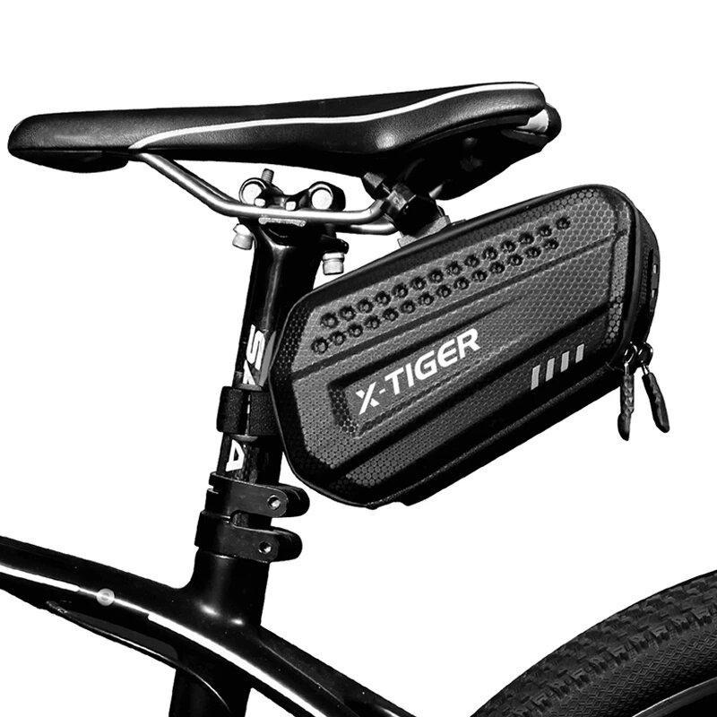 Sillín de bicicleta X-TIGER ES7 Bolsa Impermeable Bicicleta de ciclismo Bolsa Estuche rígido de PU 3D 1.2L Bicicleta por