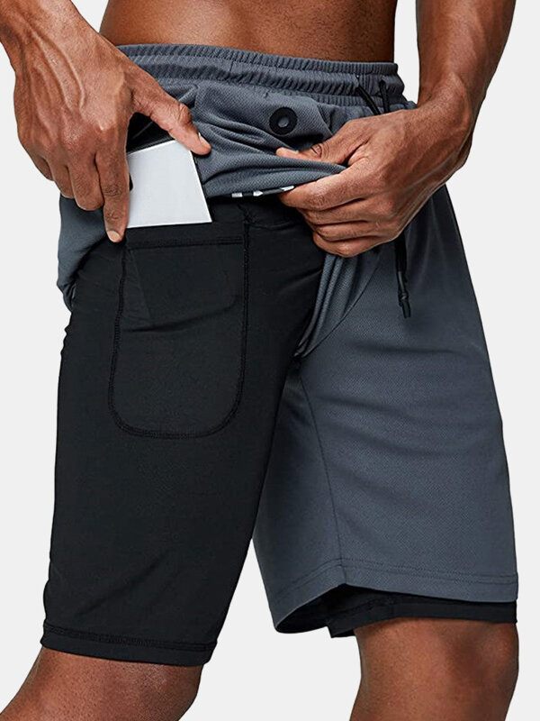 Pantalones cortos sólidos de secado rápido para hombre Práctico entrenamiento deportivo de alta elasticidad Gym Pantalon