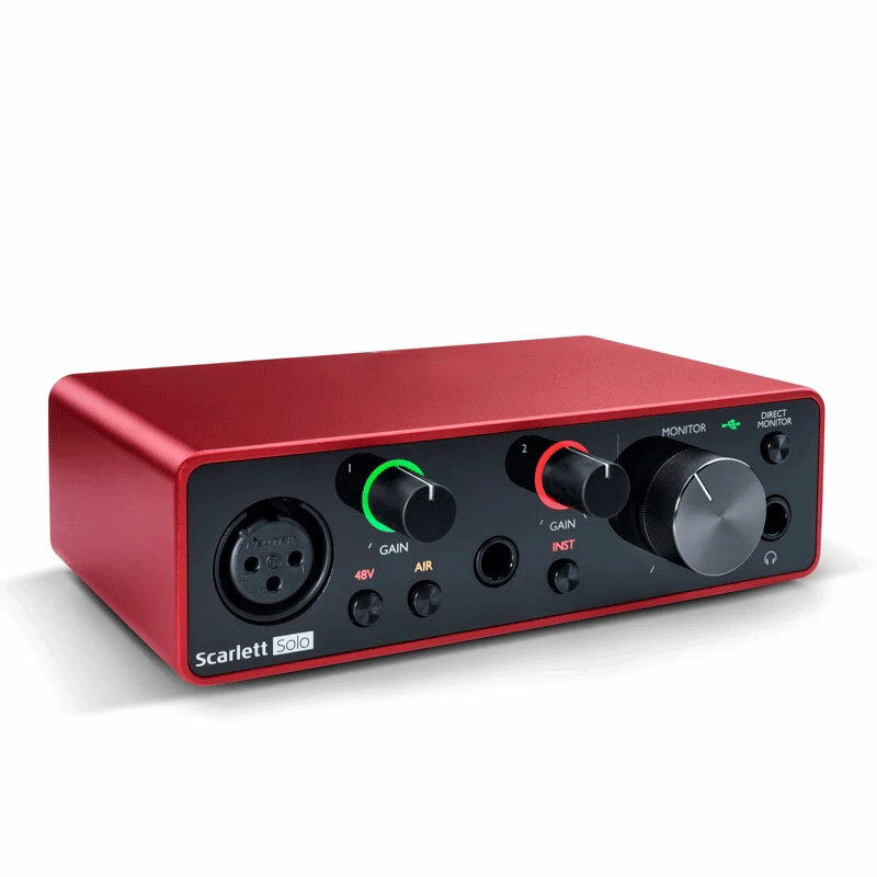 Focusrite Scarlett Solo Tarjeta de sonido (3.a generación) Interfaz de audio USB 24-Bit / 192KHZ Tarjeta de sonido Conve