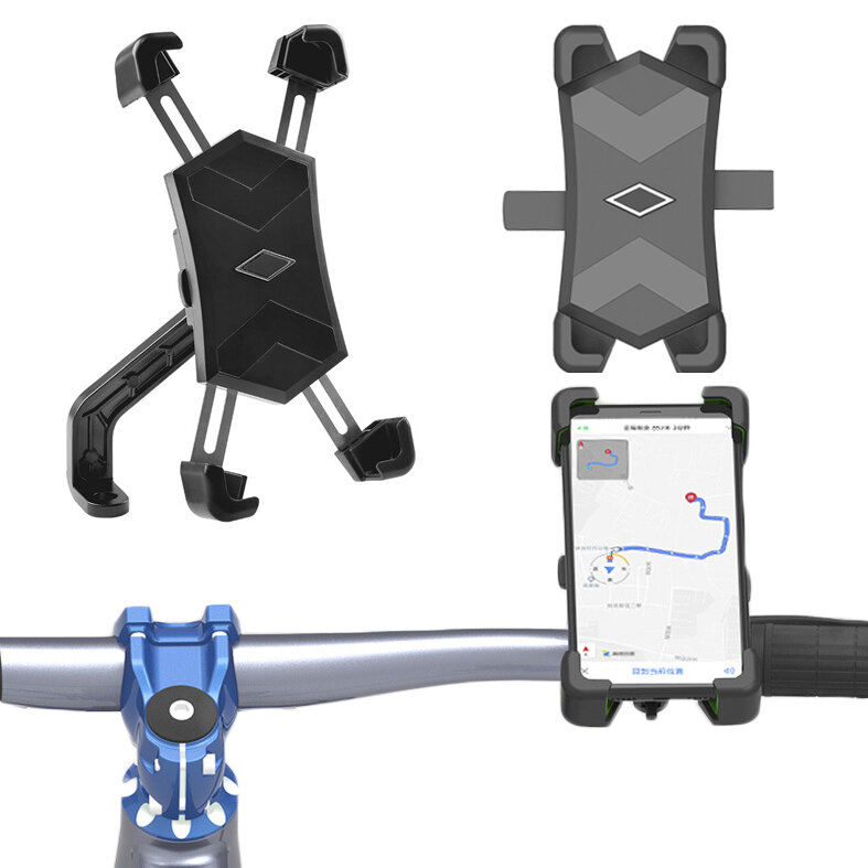 RUEDA PARA ARRIBA 4-Garras Bloqueo automático Soporte para bicicleta Teléfono 360 ° Ciclismo ajustable Universal GPS Est