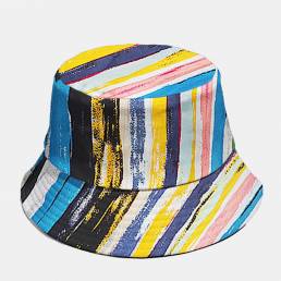 Algodón unisex Colorful Rayas Patrón Cubo de sombrilla de moda Sombrero