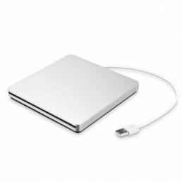 Portable USB 3.0 Silver External DVD-RW Max.24X Transmisión de datos de alta velocidad para Win XP Win 7 Win 8 Win 10 Ma