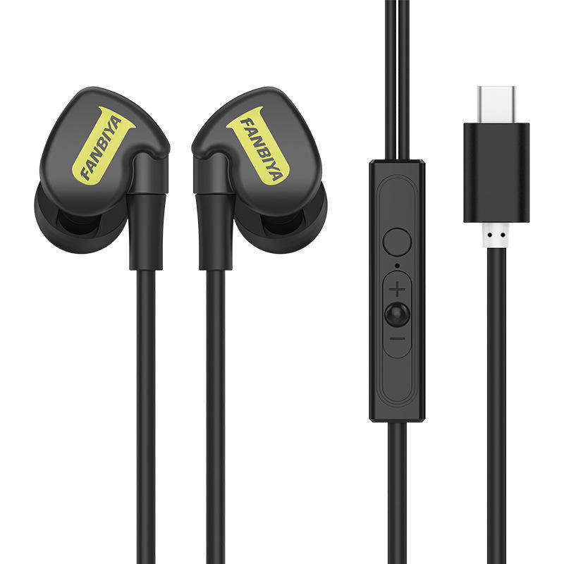 Fanbiya Type-C Control con cable en la oreja Auricular HiFi Auriculares para Huawei OnePlus