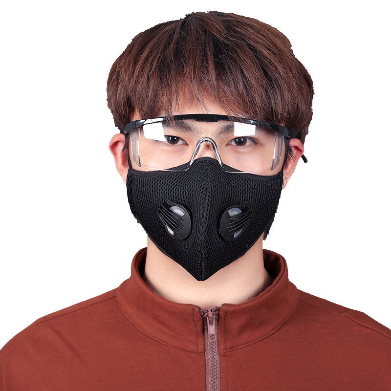 Cara de ciclismo a prueba de polvo BIKIGHT Mascara + Gafas de respiración respirador de carbón activado transpirable Mas