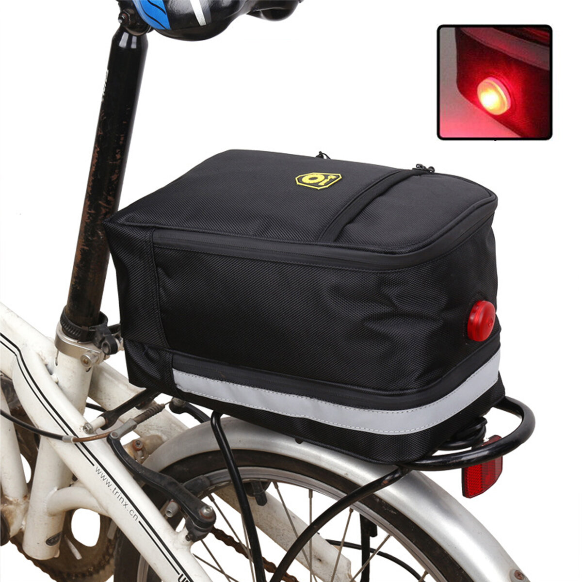 Asiento trasero de bicicleta de tela Oxford de 4.5L Bolsa con luces