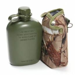 BIKIGHT 1L botella de agua verde del ejército con cubierta de tela para el ciclismo al aire libre Deportes