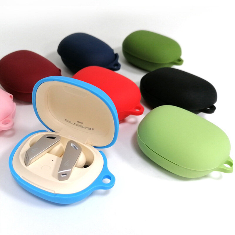 Bakeey Soft Silicona Caso Cubierta protectora a prueba de polvo con mosquetón para EDIFIER TWS NB2 bluetooth Auriculares