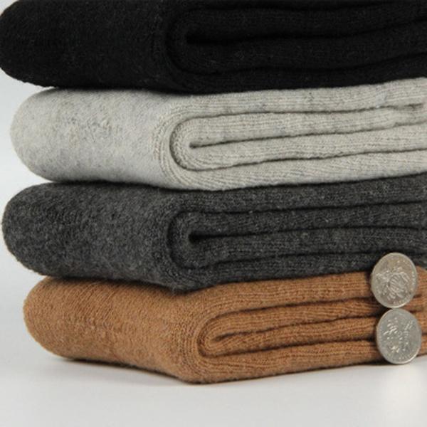 Los hombres ocasionales de espesor suave cómoda transpirable cálido invierno de color puro calcetines media