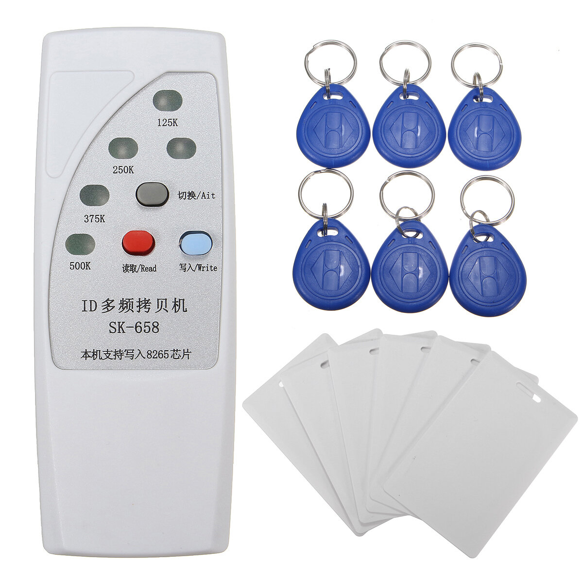 DANIU SK-658 13Unids 125KHz RFID Lector de Tarjetas de ID Copiadora Duplicador con Kit de 6 Tarjetas/Etiquetas