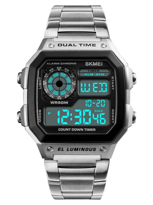 SKMEI 1335 Sport Reloj Digital Cronógrafo de Alarma de Moda de Acero inoxidable