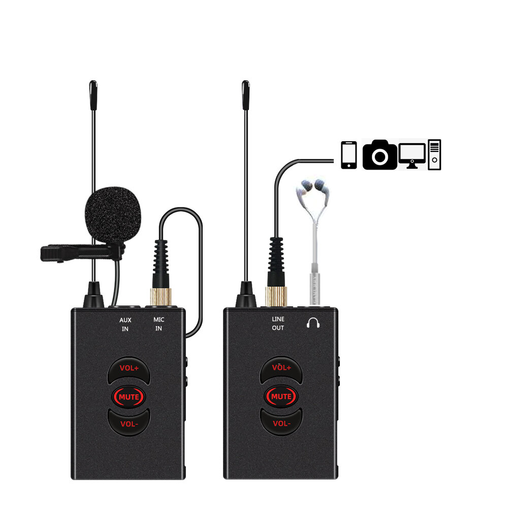 BAOBAOMI TF-105 Lavalier de frecuencia inalámbrica UHF profesional Micrófono para grabación de audio Vlog Intervierw Tea