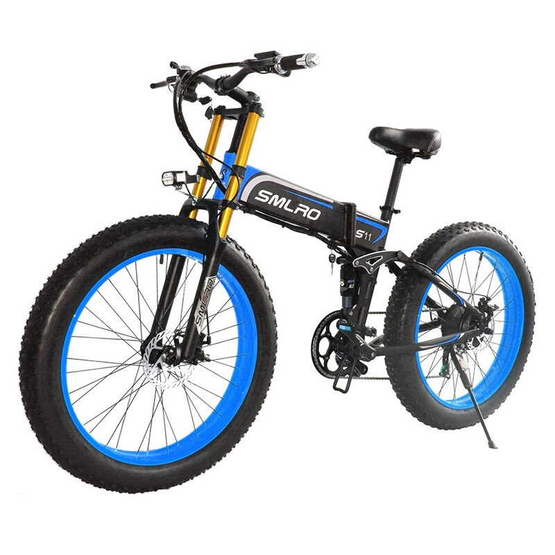 SMLRO S11PLUS 48V 14Ah 1000W 26in neumático gordo bicicleta ciclomotor eléctrica plegable 35 km / h bicicleta eléctrica