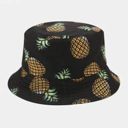 Mujeres y hombres Fruta de piña de doble cara Patrón al aire libre Cubo de sombrilla informal Sombrero
