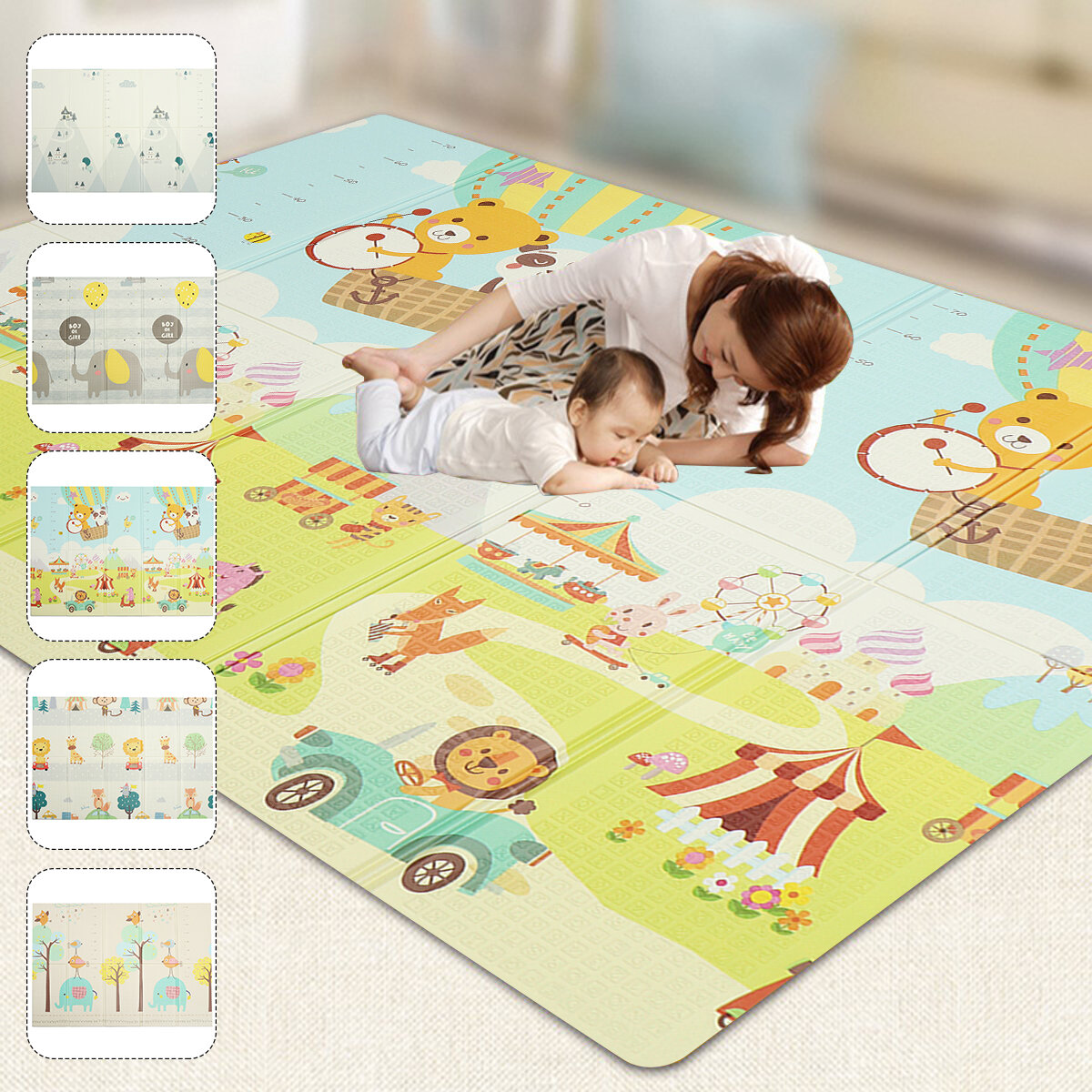 200x180cm alfombra plegable de dibujos animados para bebés