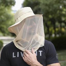 Verano al aire libre Impermeable Cubierta de protección Cara Gasa a prueba de insectos Senderismo pesca Sombrero