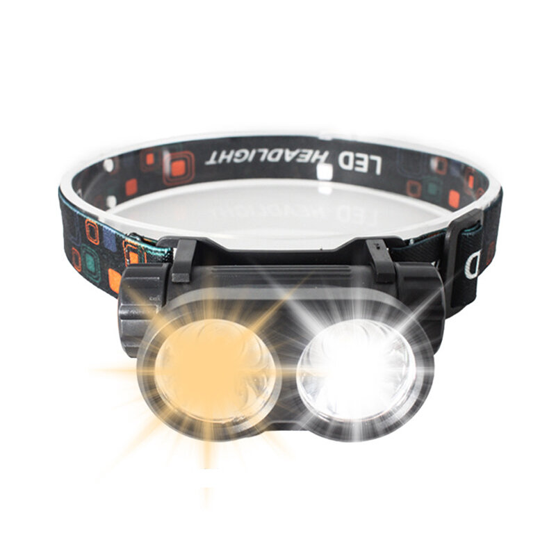 XANES® 180 ° ajustable doble LED Faro de luz fuerte Ciclismo Faro de noche pesca Impermeable Linterna Carga USB Luz cáli