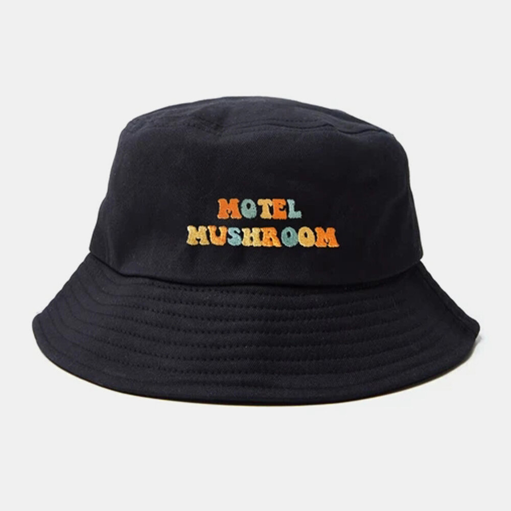 Mujeres y hombres Motel Mushroom Print Patrón al aire libre Cubo de sombrilla informal Sombrero