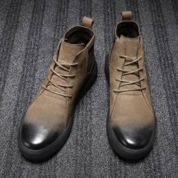 Tobillo de cuero informal con punta de zapato de cambio gradual con estilo retro para hombre Botas