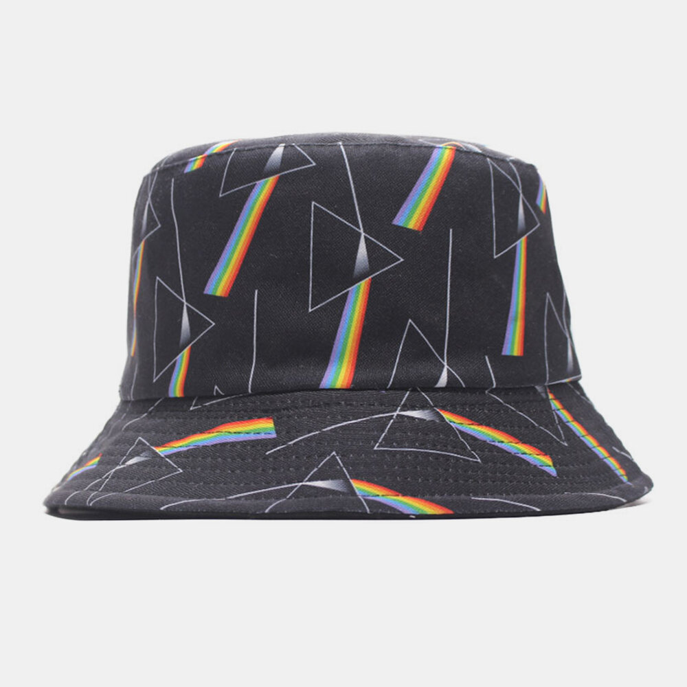 Mujeres y hombres Prism Rainbow Refraction Patrón Doble cara al aire libre Cubo de sombrilla informal Sombrero