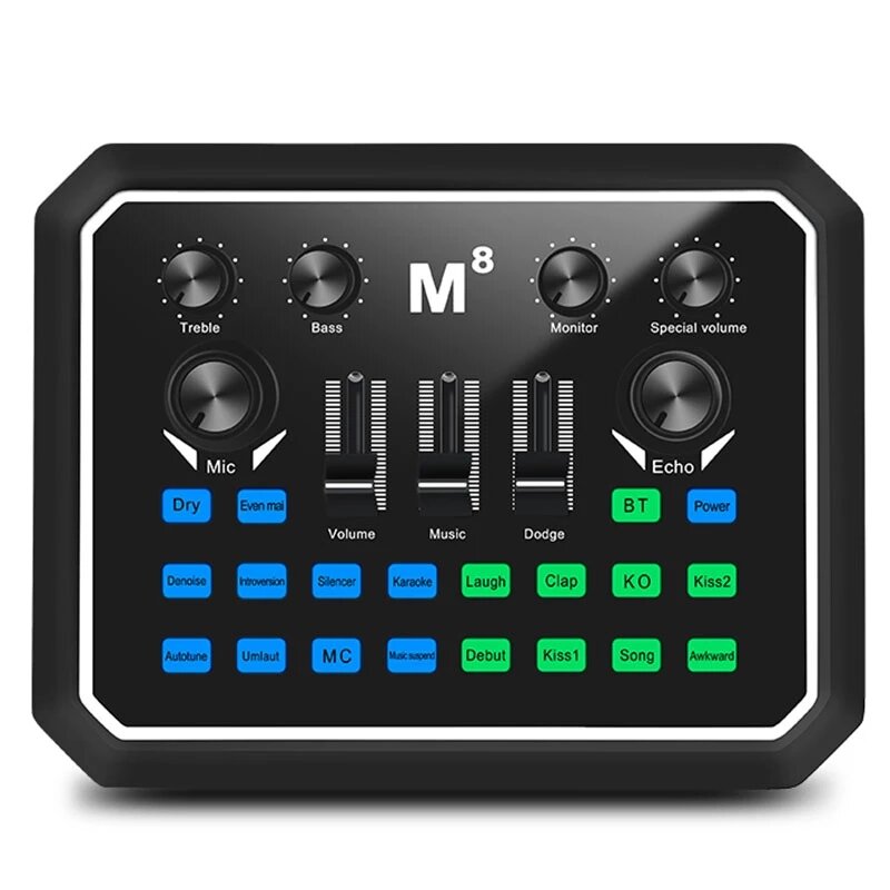Bakeey M8 Tarjeta de sonido Tarjeta de sonido digital Mezclador en vivo Micrófono El mezclador es adecuado para equipos