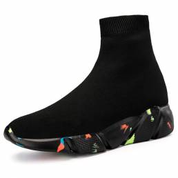 Zapatillas de deporte de punto casual transpirable de tela de punto de color sólido para hombres