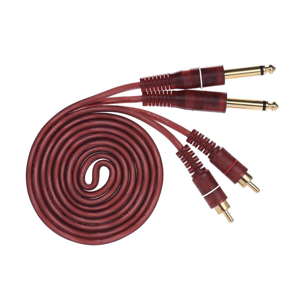 Dual RCA a Dual TS 6.35mm Cable de audio Cable de señal de audio para mezclador Amplificador Altavoz Rojo