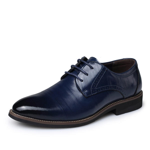 Zapatos de cuero con cordones para hombres Zapatos de negocios con punta en punta formal