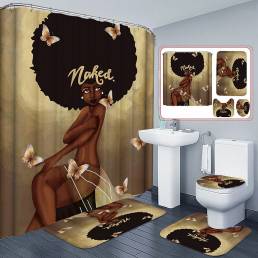 African American Mujer with CrownAfrican American Mujer with Crown Cortina de ducha Afro Africa Girl Queen Princess Cort