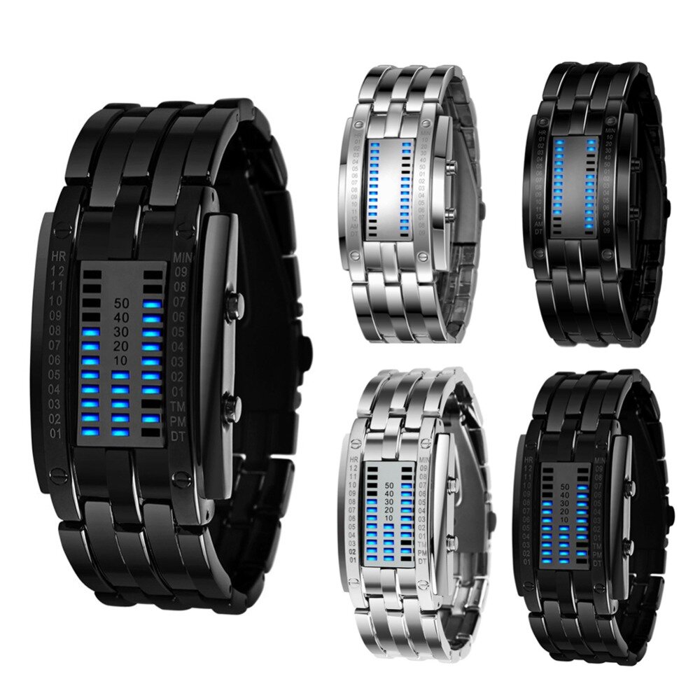 XSVO Fashion Rectangle Dial LED Time Date Pantalla 30M Impermeable Reloj digital para hombre con correa de acero