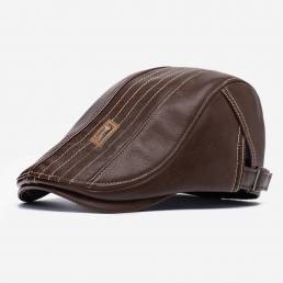 Banggood Diseño Cuero de PU Color sólido al aire libre Mantener caliente hacia adelante Sombrero Boina Sombrero