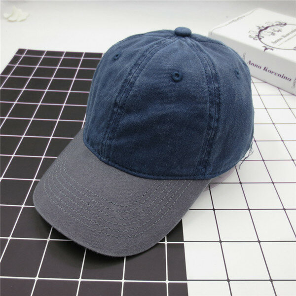 Sombreros de béisbol de mezclilla lavada unisex Patchwork de dos tonos de perfil bajo Seis paneles ajustables vendimia S