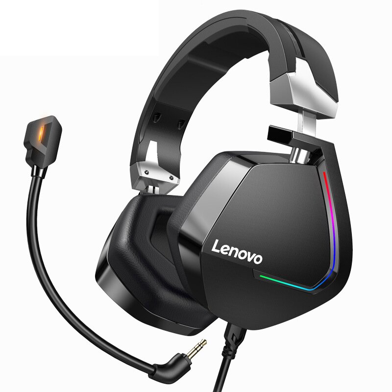 Lenovo H402 Gaming Headphone USB 7.1 Sonido envolvente Deep Bass RGB Colorful Light Headset con micrófono para PC Laptop