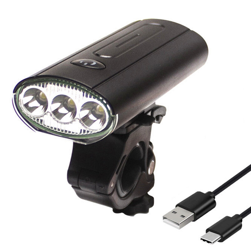 BIKIGHT 3 * T6 LED 750 Lumen faro de bicicleta 3000 mAh linterna de cabeza de carga USB para al aire libre ciclismo MTB