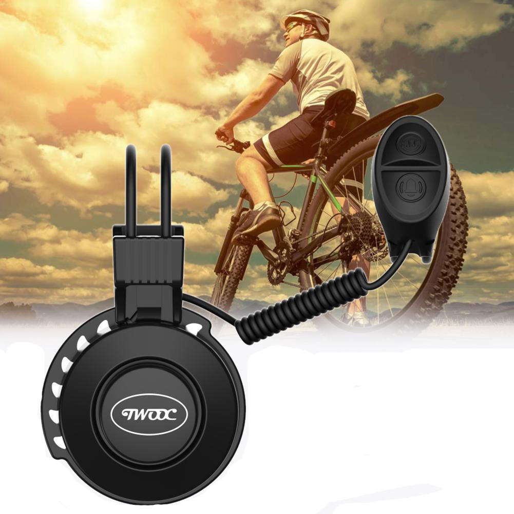 TWOOC Mejorado de Carga USB Electrónica Bike Bell Impermeable 50-100dB Ajustable 4 Modos Bajo Ruido Alarma de Bicicleta