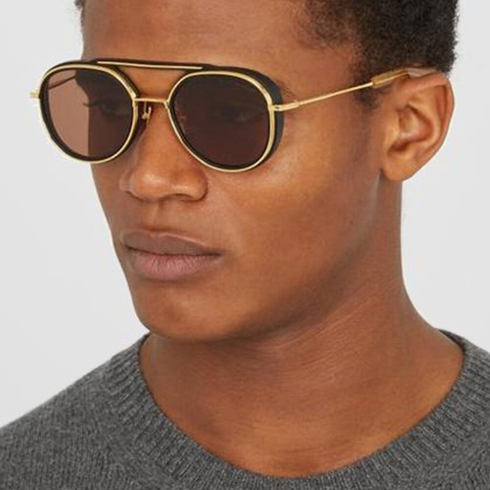 Hombres Oval Full Thick Frame UV Protection Fashion vendimia Gafas de sol