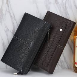 Baellerry Men Faux Leather Long Wallet Embrague de gran capacidad Bolsa para negocios al aire libre