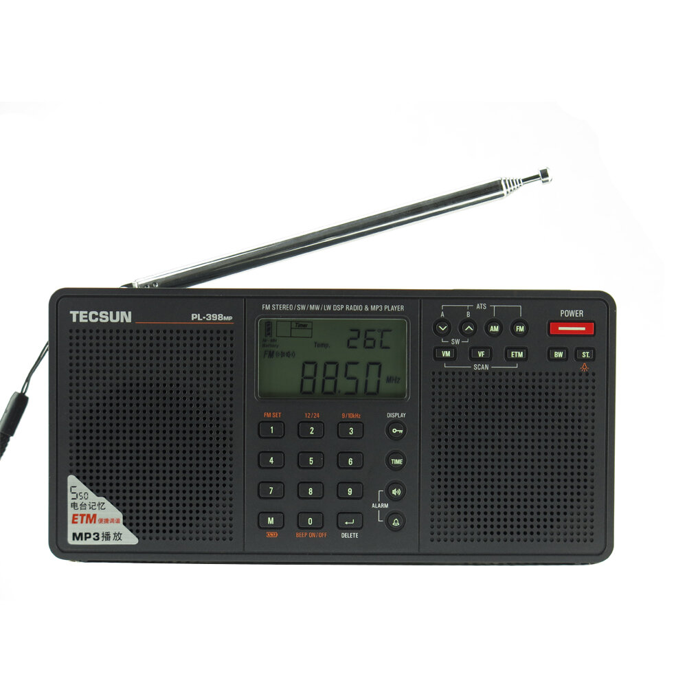 Tecsun PL-398MP Stereo Radio Portatil AM FM Full Banda Sintonización digital con ETM ATS DSP Altavoces duales Receptor R