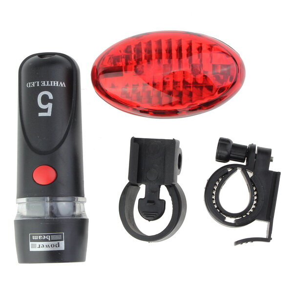 5 LED Antorcha de luz de cabeza de bicicleta con rojo 5 LED Juego de luz de cola con montura