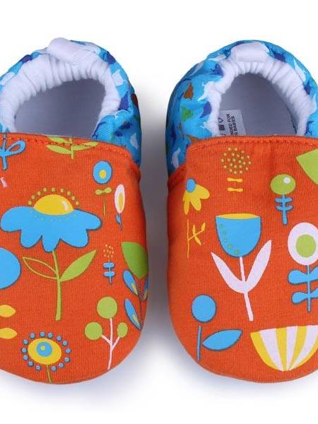 Bebé zapatos del prewalker flor de la historieta infantil calzado aprendizaje suave